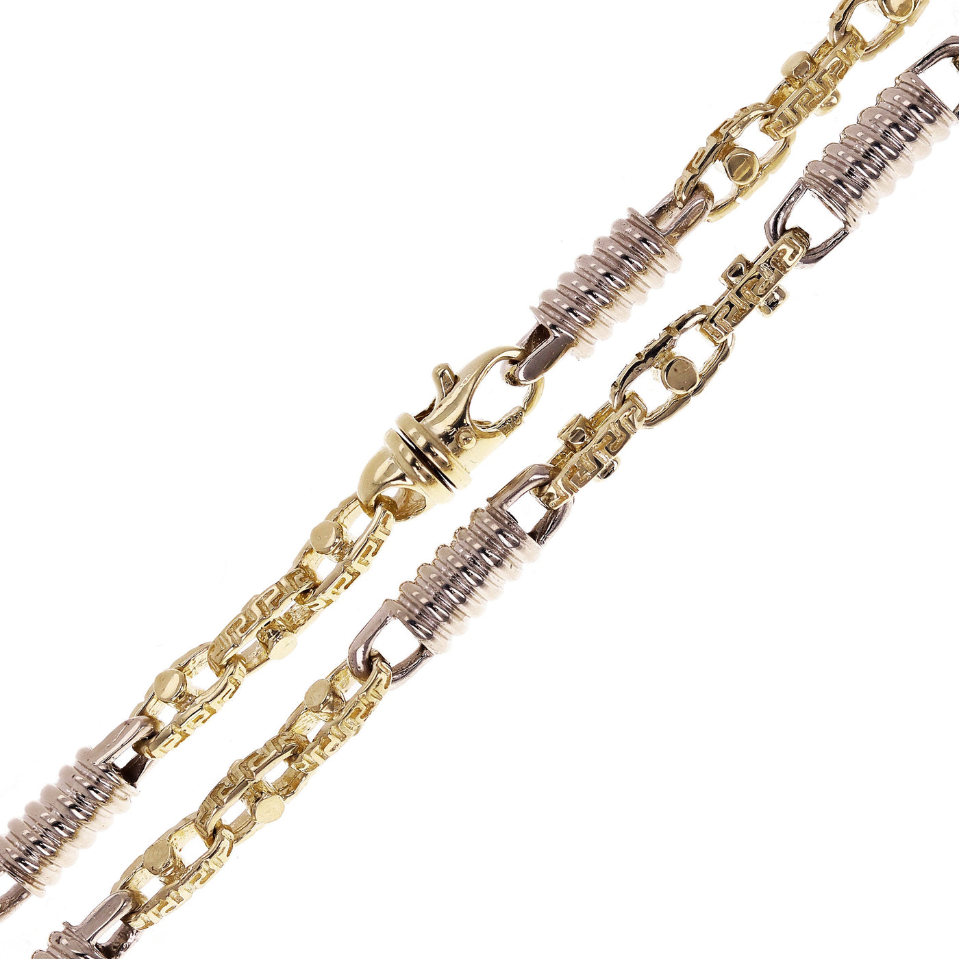 A closer look at the details of one of our handmade custom necklace chains.