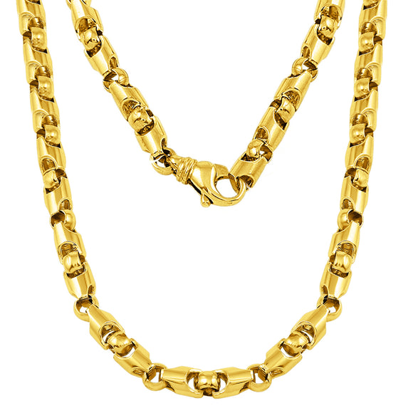 10k Yellow Gold Solid Handmade Bullet Style Chain Necklace 20
