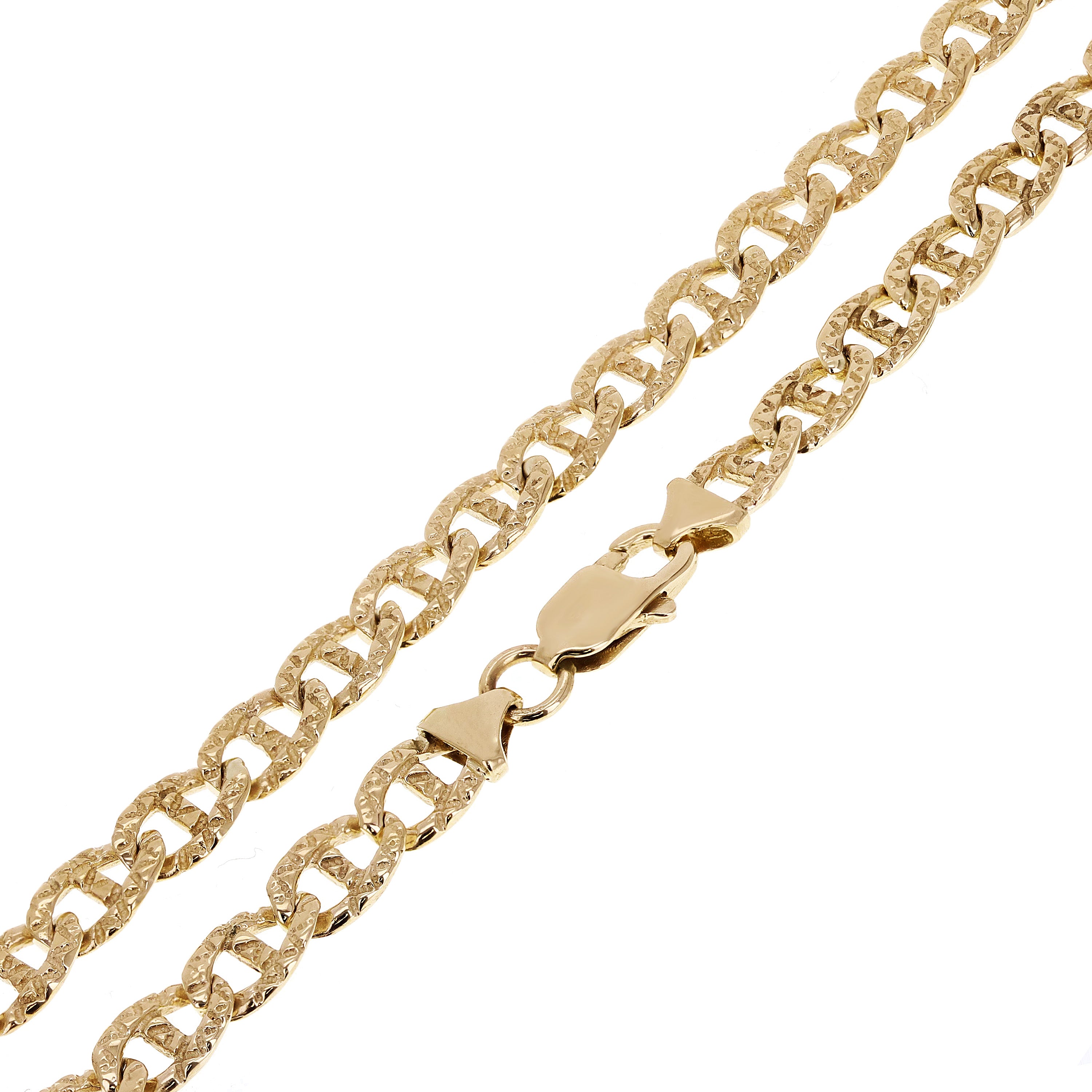14k Yellow Gold Nugget Gucci Mariner Link Chain Necklace 7.3mm 20" - 28"