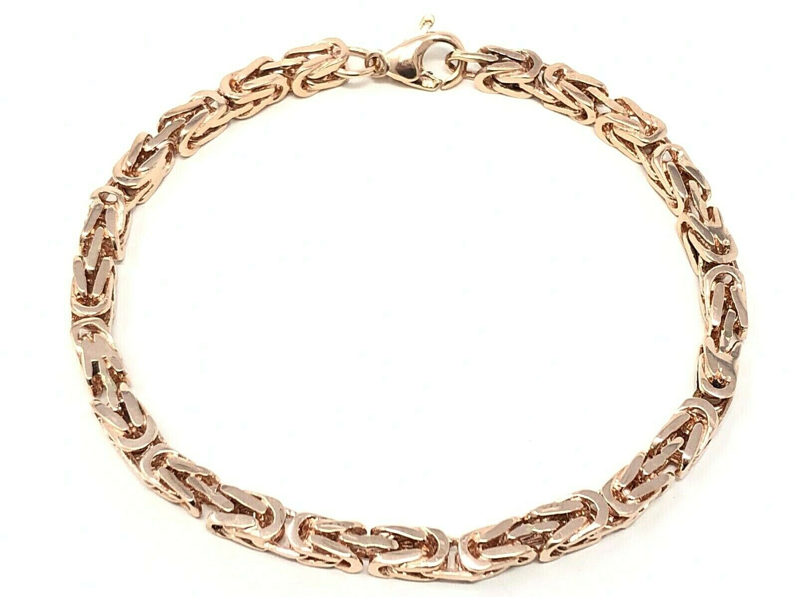 14k Rose Gold Solid Square Byzantine Chain Bracelet 8.5" 4.7mm 24.7 grams - Rose,8.5"