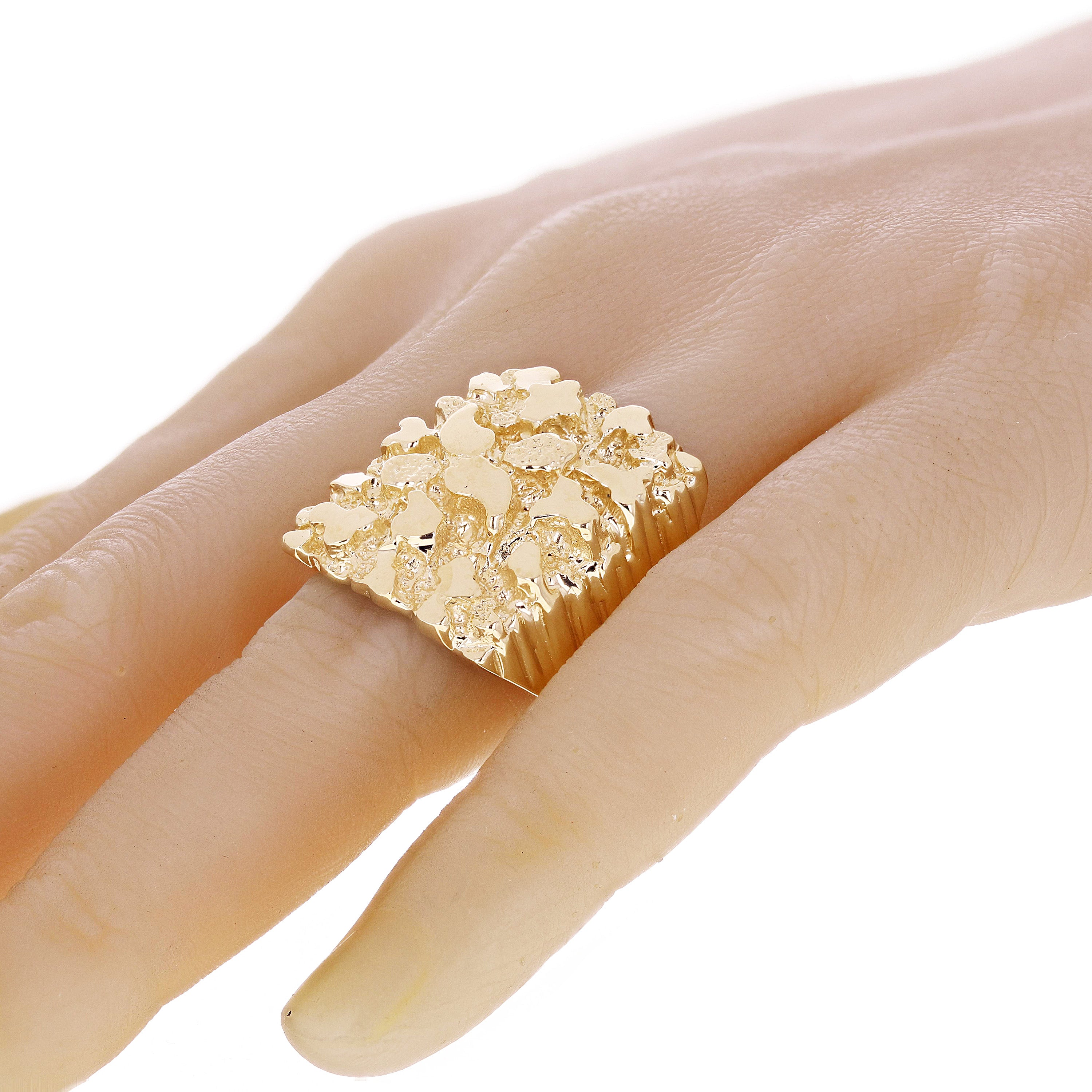 Men's 14k Yellow Gold Solid Big Nugget Ring Size 11 - 27mm 22.2 grams - Ring Size 11