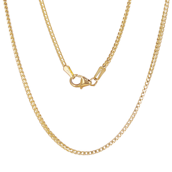 14k Yellow Gold Lobster Lock Franco Chain Necklace 16