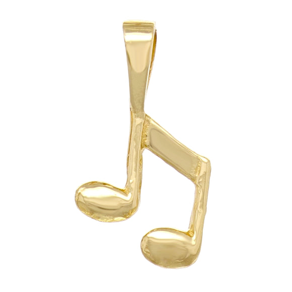 14k Yellow Gold Solid Musical Note 8th Music Note Charm Pendant 0.4 gram - Yellow