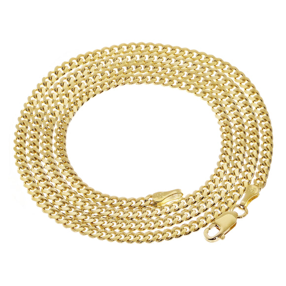 Italian 14k Yellow Gold Solid Miami Cuban Chain Necklace 18