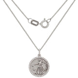 14k White Gold Diamond Zodiac Sign Virgo Pendant Necklace 18" - Virgo,White
