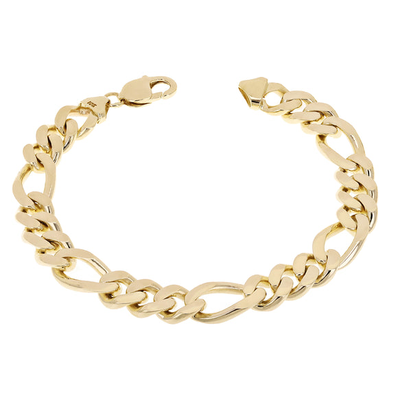 Men's 10k Yellow Gold Solid Heavy Figaro Chain Bracelet 7