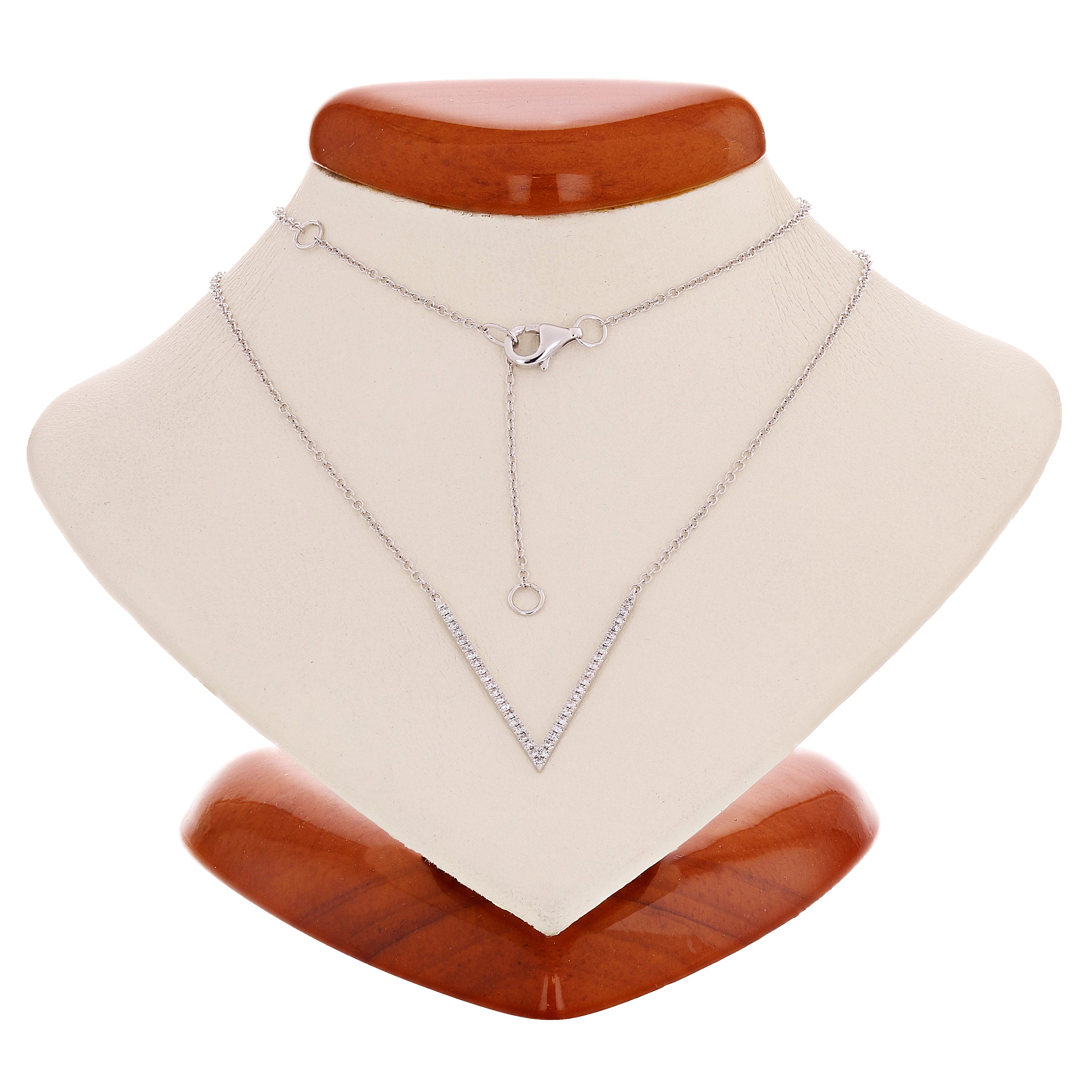 14k White Gold Diamond V Arrow Charm Pendant Necklace Adjustable 16"-22"