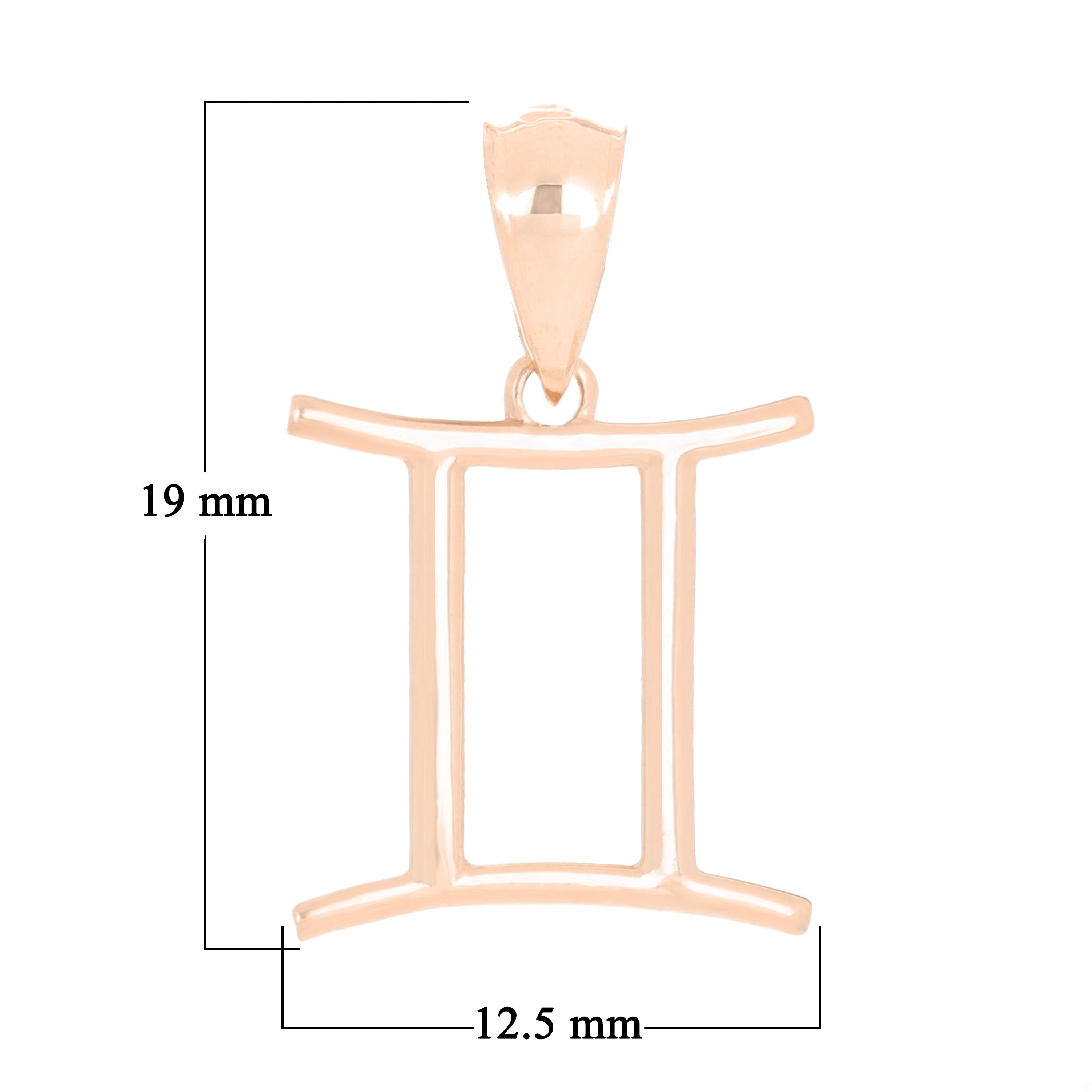 14k Rose Gold Gemini Zodiac Sign Charm Pendant - Gemini,Rose