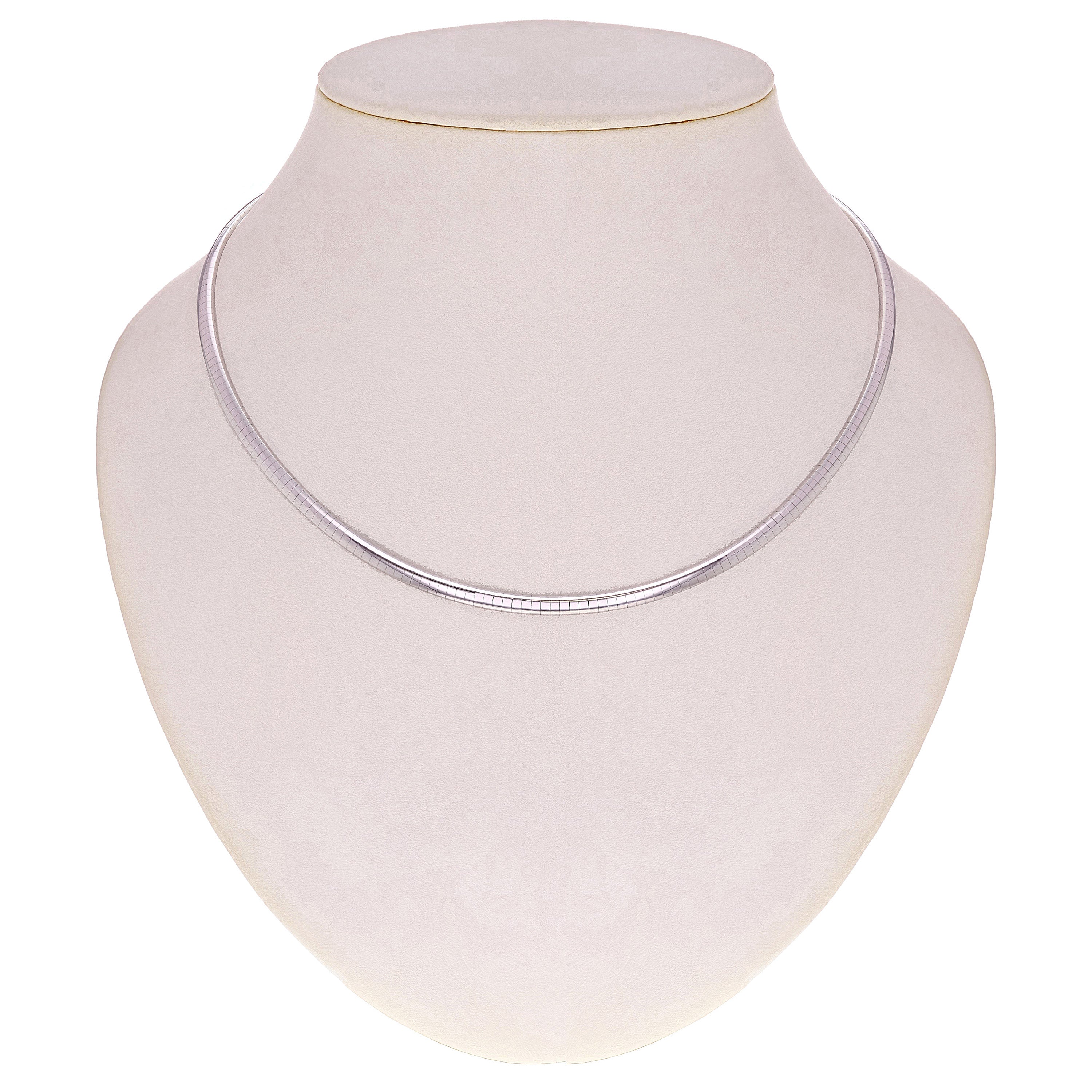 Women's Italian 14k White Gold Omega Necklace Choker 18" 4mm 29.7 grams - 29.7 grams