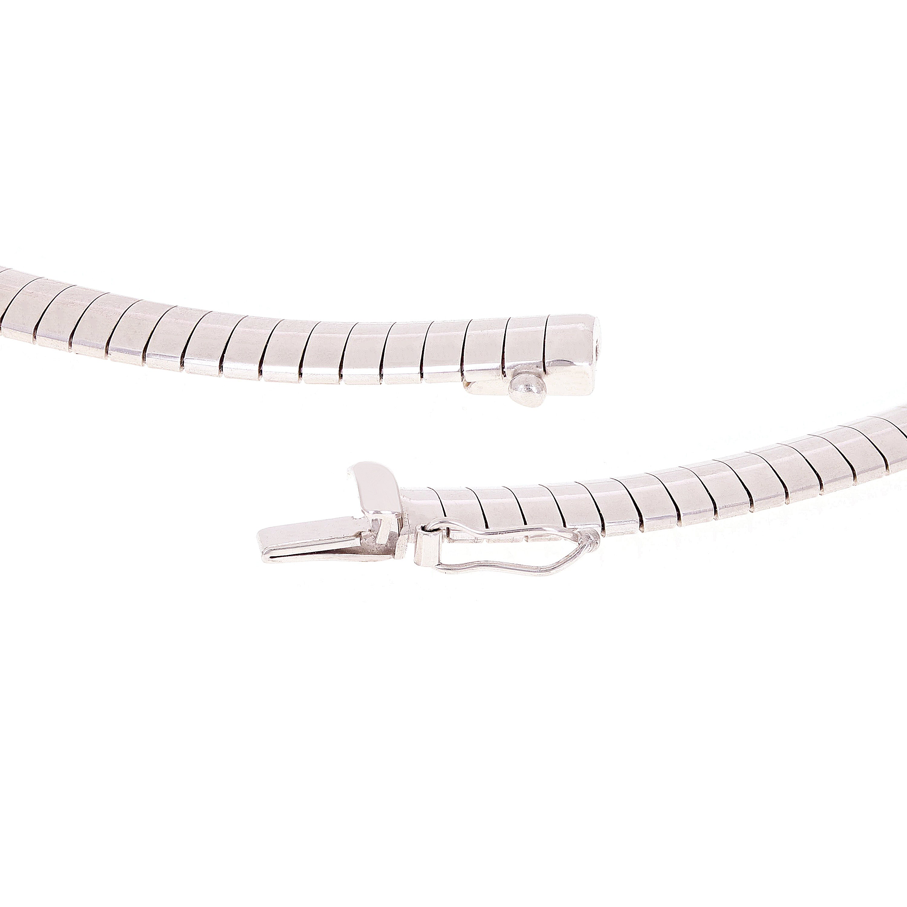 Women's Italian 14k White Gold Omega Necklace Choker 16" 5mm 27.7 grams - 27.7 grams