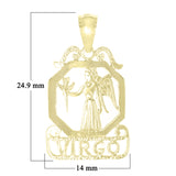 14k Yellow Gold Diamond Zodiac Sign Virgo Pendant - Virgo,Yellow