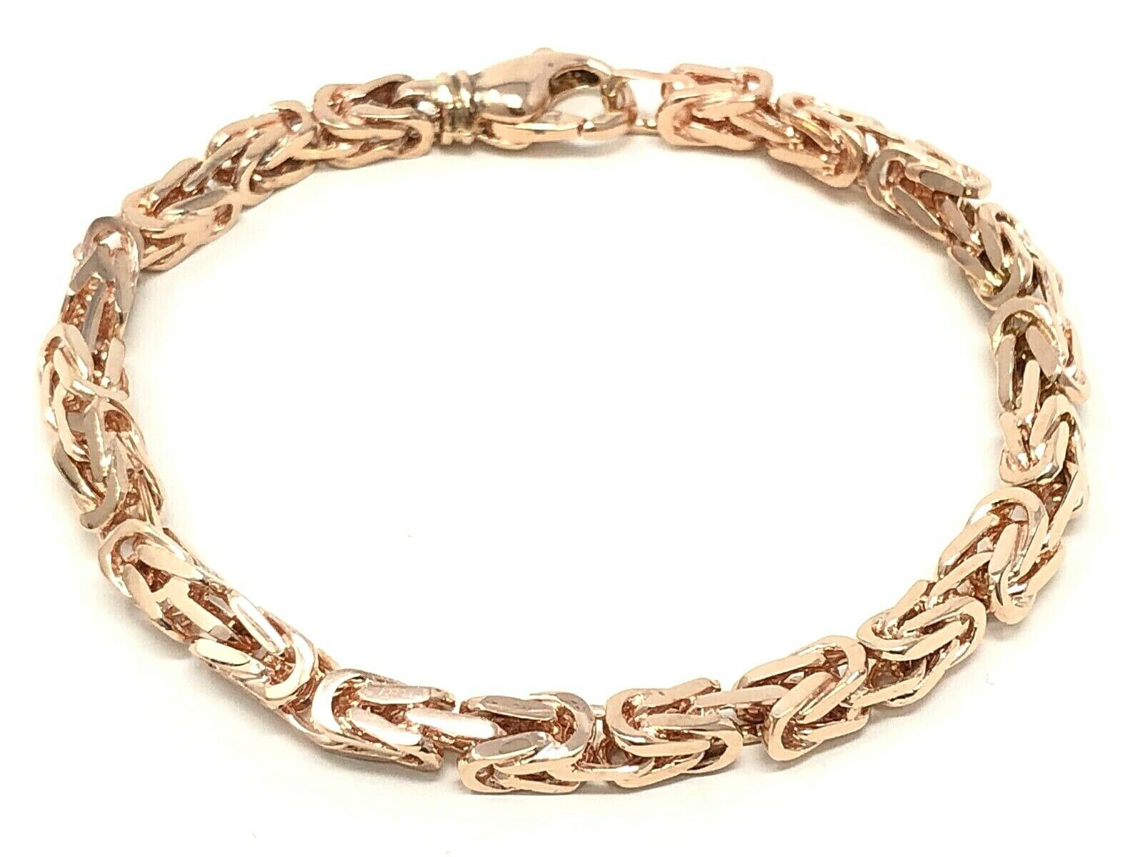 14k Rose Gold Solid Square Byzantine Bracelet Link Chain 7.5" 4.7mm 22 grams - Rose,7.5"
