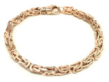 14k Rose Gold Solid Square Byzantine Bracelet Link Chain 7.5" 4.7mm 22 grams - Rose,7.5"