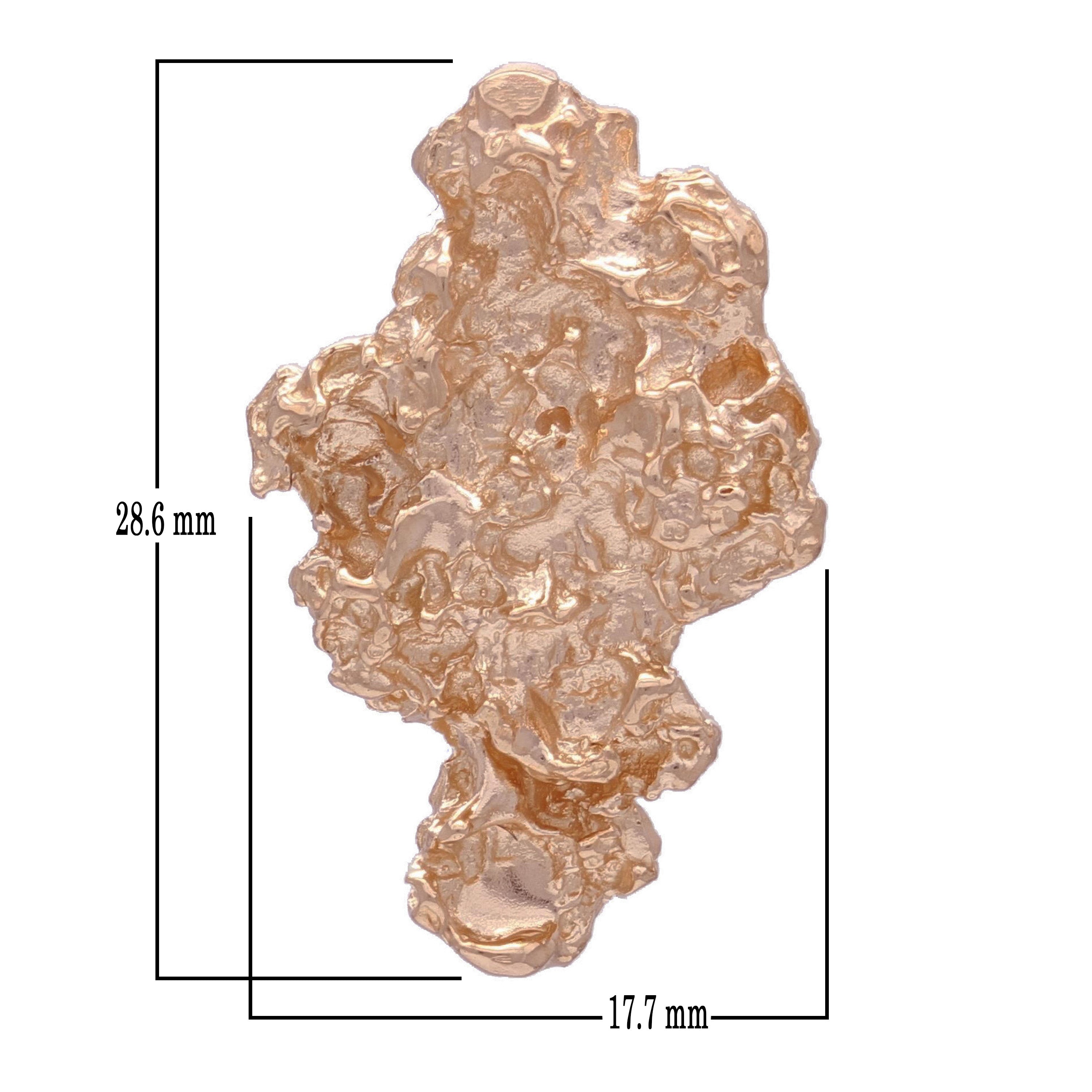 10k Rose Gold Solid Free Form Nugget Charm Pendant 1.1" 4.5 grams - Rose
