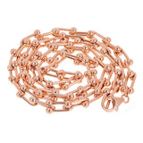 Italian 14k Rose Gold Solid U Shape Hardwear Link Necklace 18" 6mm 18 grams - Rose 6mm 18" 18 grams