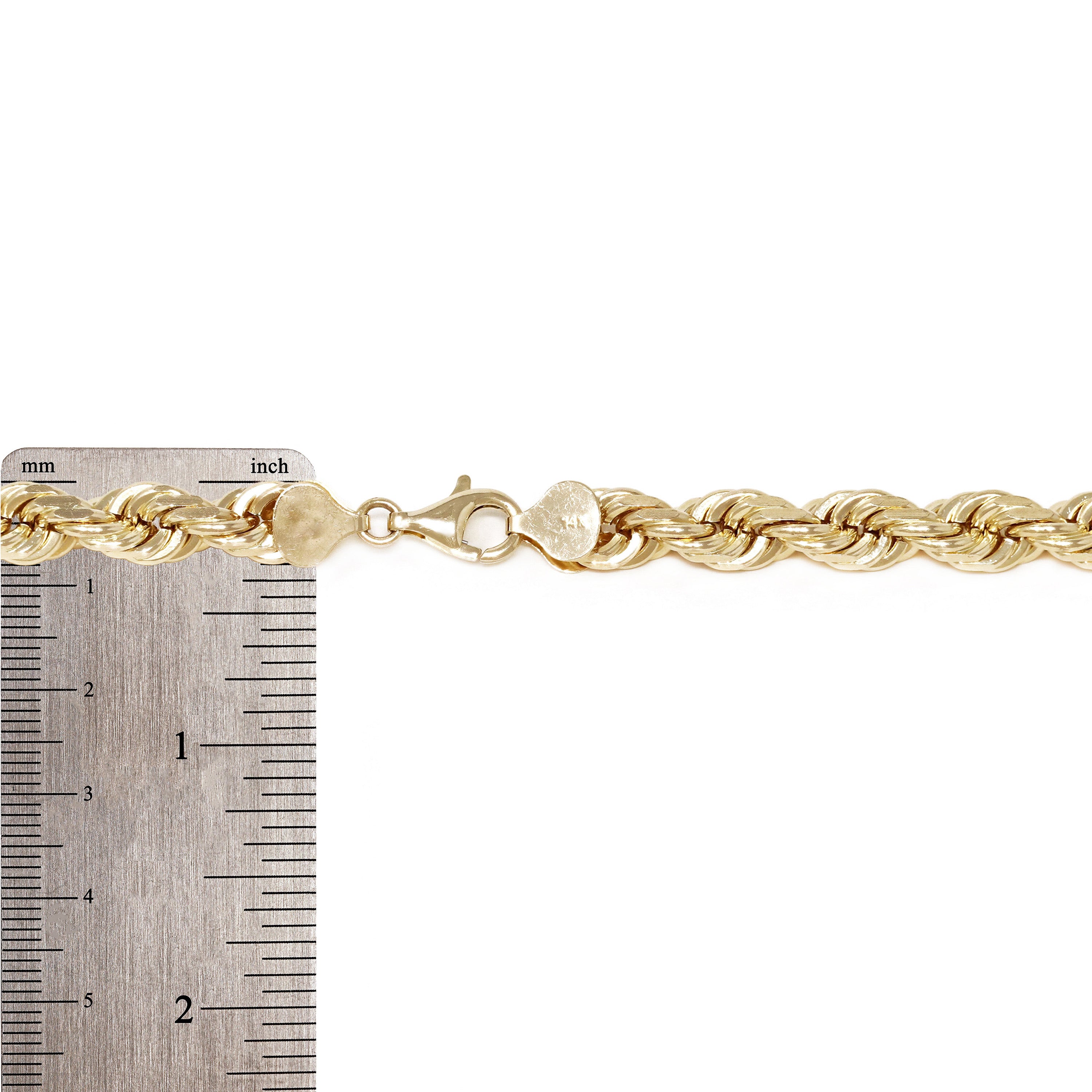14k Yellow Gold Solid Diamond Cut Rope Chain Necklace 20" 6mm 54 grams - 22" 8mm