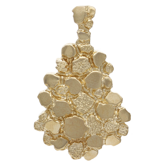 14k Yellow Gold Solid Free Form Nugget Charm Pendant 1.5