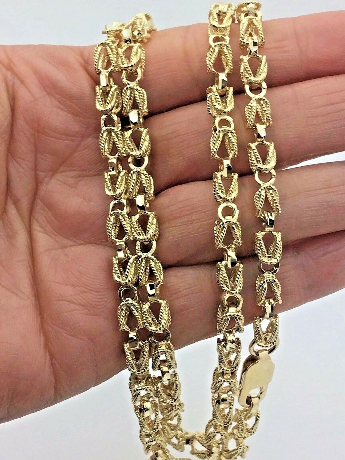 Men's 10k Yellow Gold Turkish Link Chain Necklace 24" 5mm 42 grams - Yellow,24"