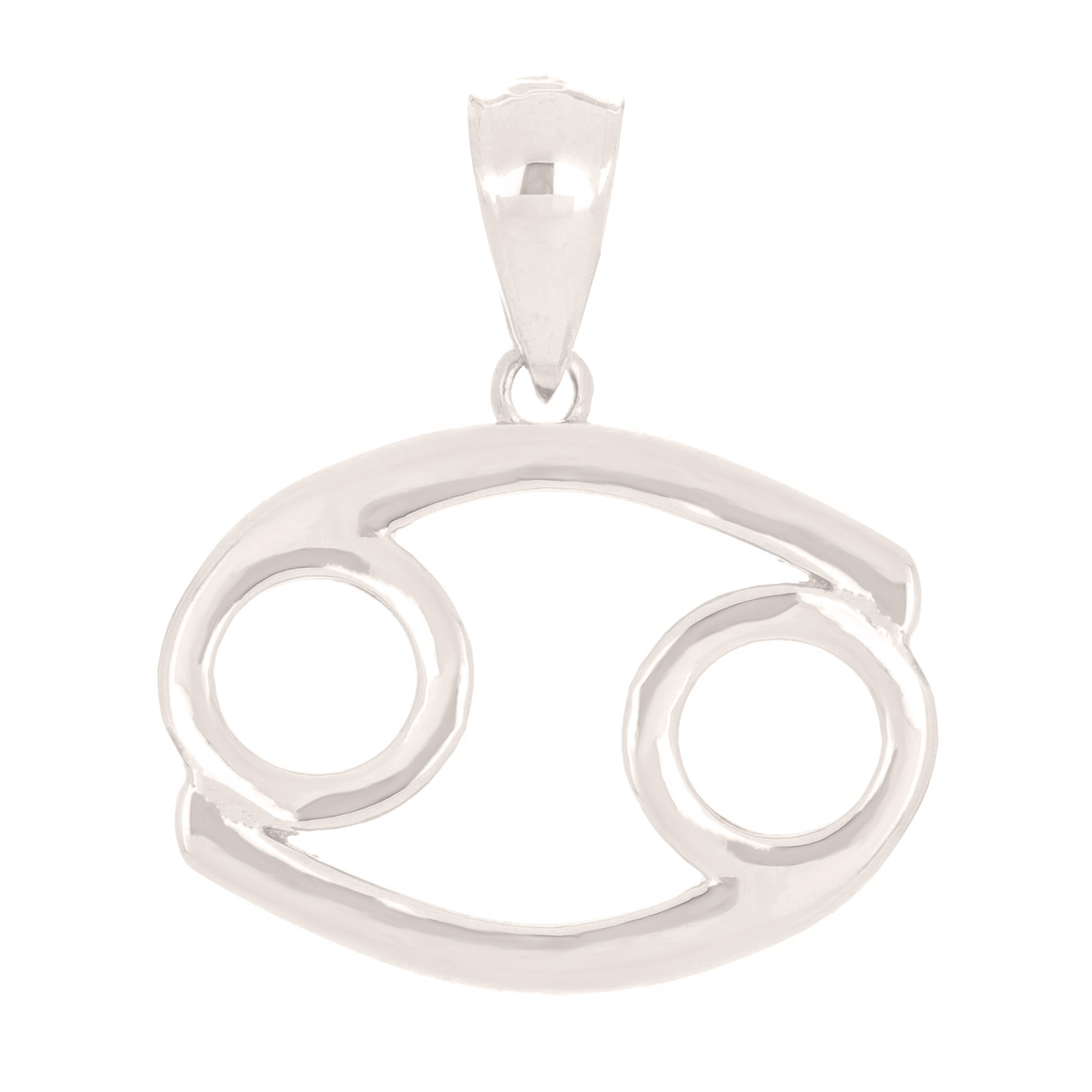14k White Gold Cancer Zodiac Sign Charm Pendant - Cancer,White