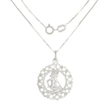 14k White Gold Zodiac Sign Gemini Pendant Necklace 18" - Gemini,White