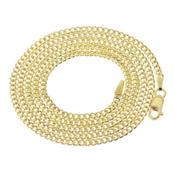 Italian 14k Yellow Gold Solid Miami Cuban Chain Necklace 18