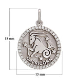 14k White Gold  Diamond Zodiac Sign Capricorn Pendant - Capricorn,White