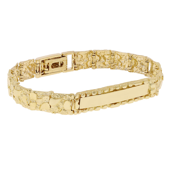14k Yellow Gold Solid Nugget ID Bracelet 7