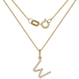 14k Yellow Gold Diamond Initial Letter W Charm Pendant Necklace 18" - Letter W,Yellow