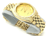 10k Yellow Gold Watch Link Band Bracelet with Geneve Watch 7.5"-8" 46 grams