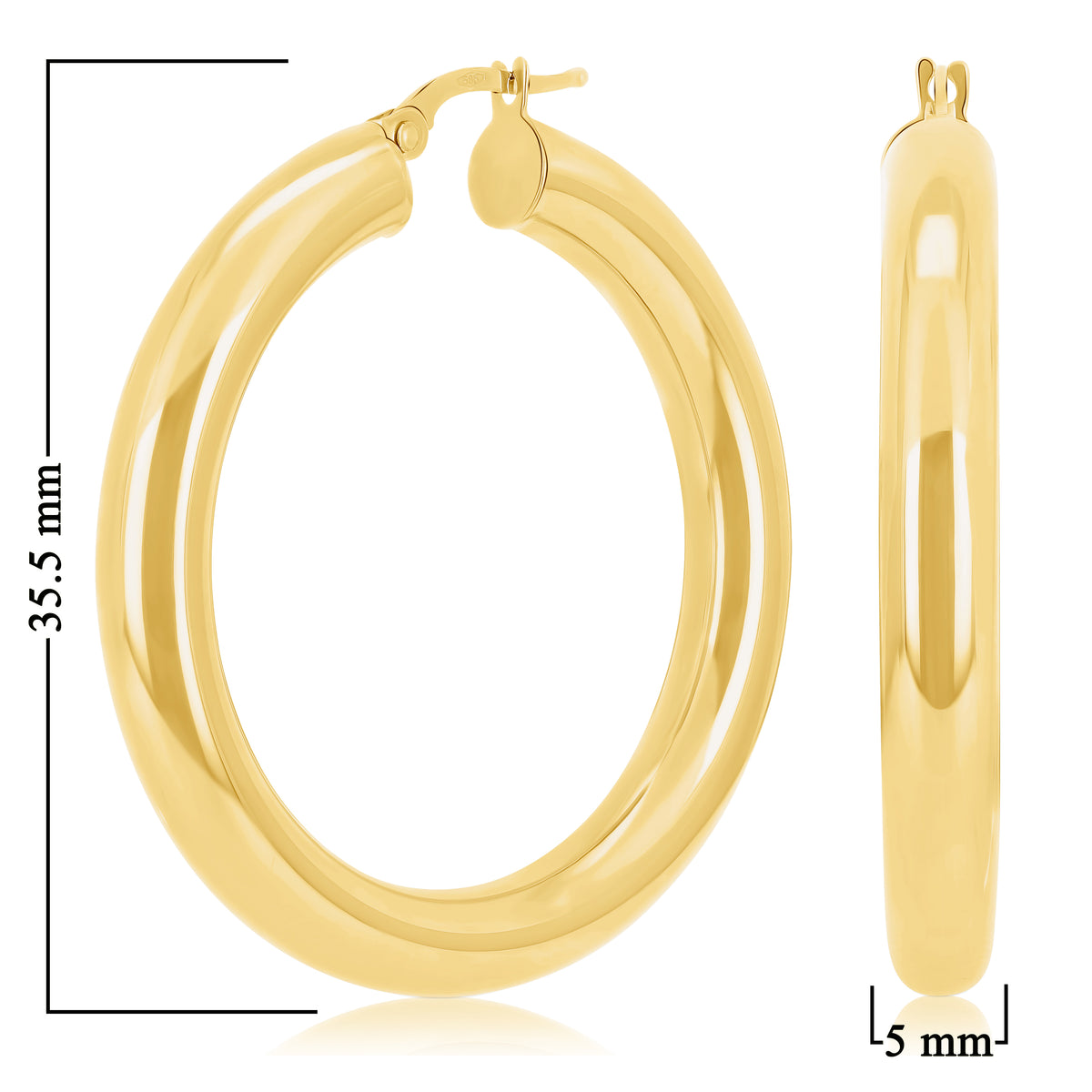 thumbnail image 2 of Ioka 14K Yellow Gold 2mm Round Circle Hinged Hoop Earrings – Huggie, Dangle, Stud, Tassel Styles – Made In USA 2 of 6