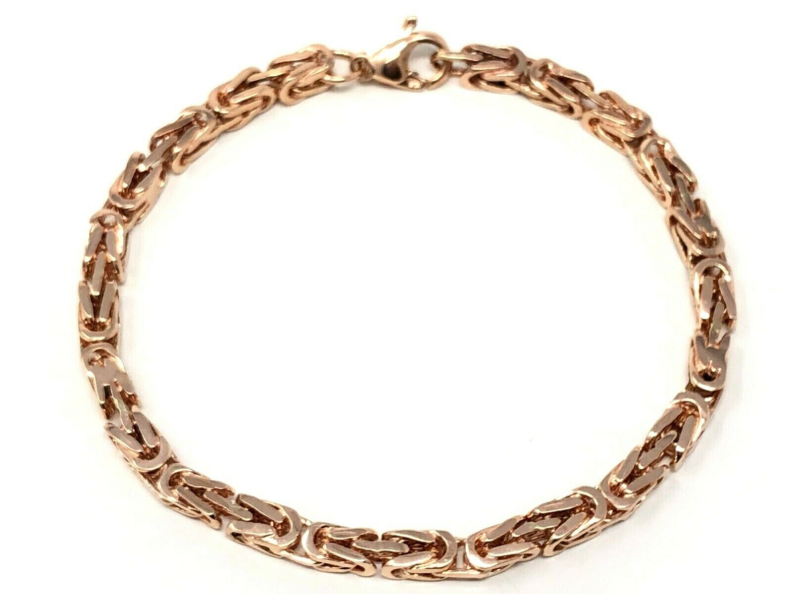 14k Rose Gold Solid Square Byzantine Chain Bracelet 8.5" 4.7mm 24.7 grams - Rose,8.5"