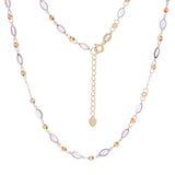 Italian Two Tone Gold 3D Oval & Diamond Cut Ball Beads Link Necklace 16" 4.5gram