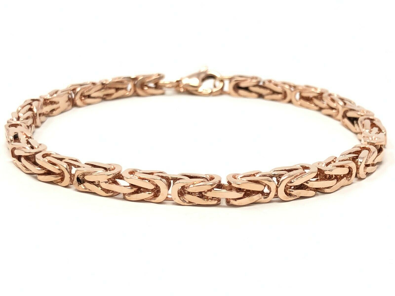 14k Rose Gold Solid Square Byzantine Chain Bracelet 8.5" 4.7mm 24.7 grams - Rose,8.5"