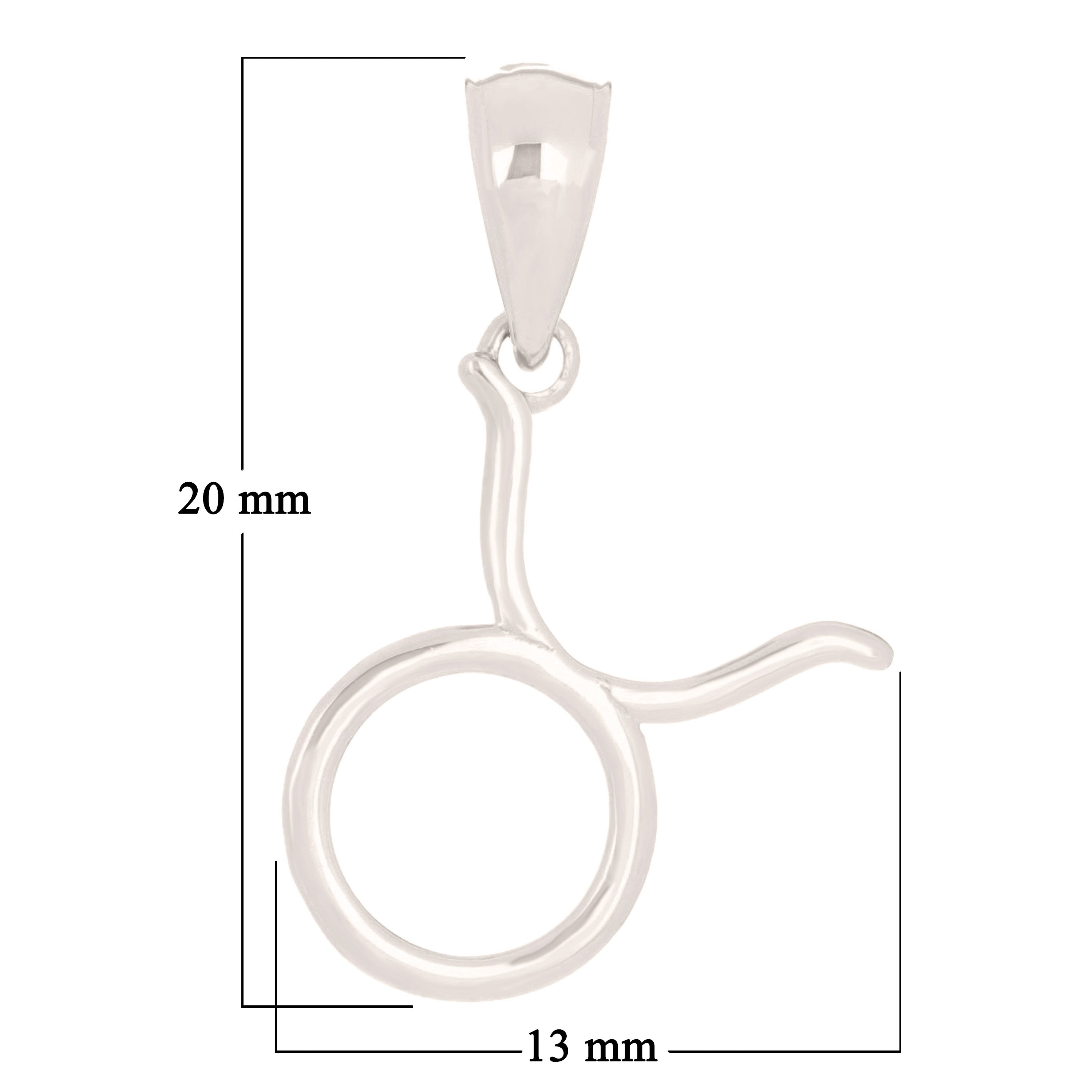 14k White Gold Taurus Zodiac Sign Charm Pendant - Taurus,White