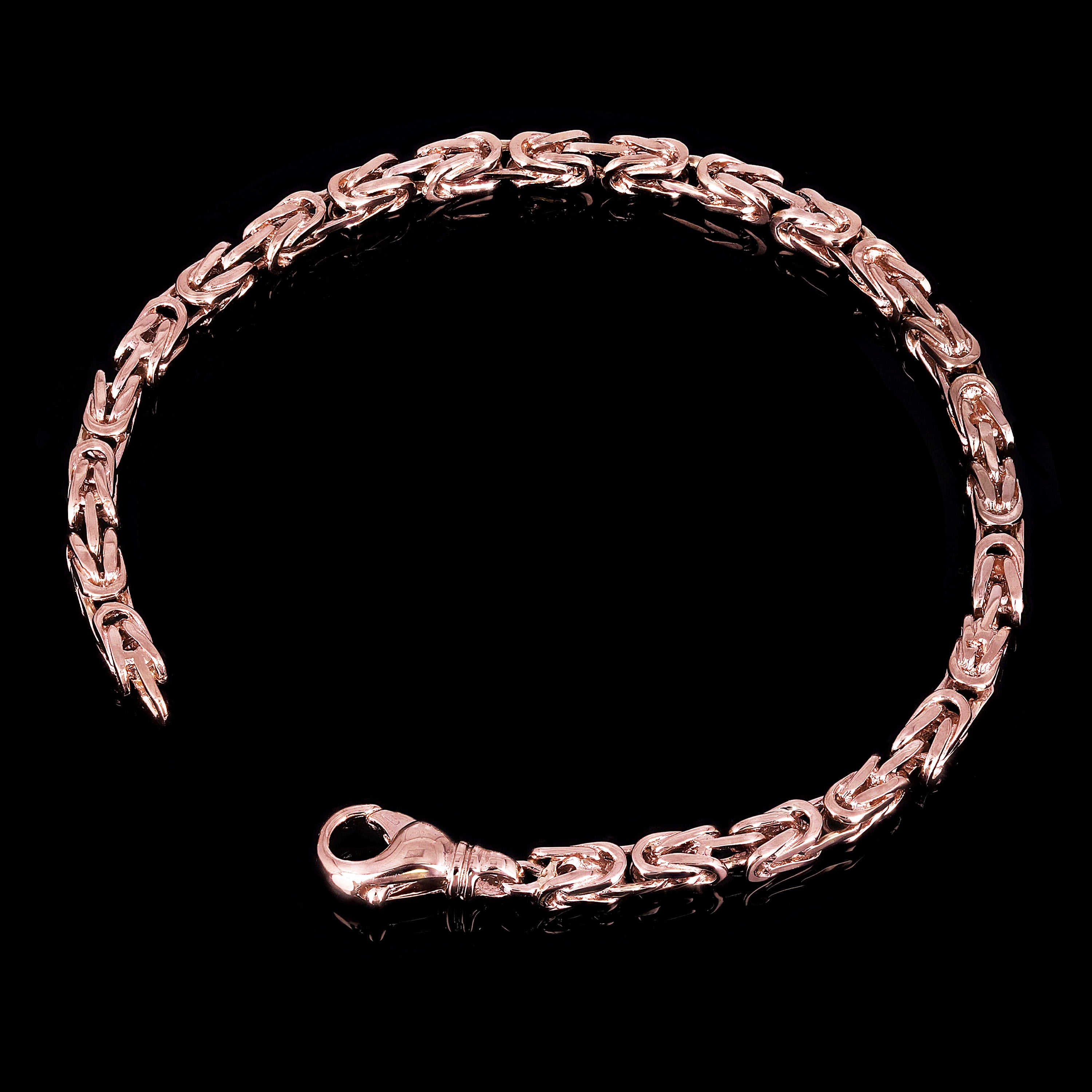 14k Rose Gold Solid Square Byzantine Bracelet Link Chain 7" 4.7mm 20.5 grams - Rose,7"