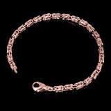 14k Rose Gold Solid Square Byzantine Bracelet Link Chain 7" 4.7mm 20.5 grams - Rose,7"