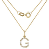 14k Yellow Gold Diamond Initial Letter G Charm Pendant Necklace 18" - Letter G,Yellow