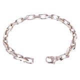 10k White Gold Solid Handmade Rectangle Link Chain Bracelet 7" 5.5mm 24.8 grams - White,7" 24.8 grams