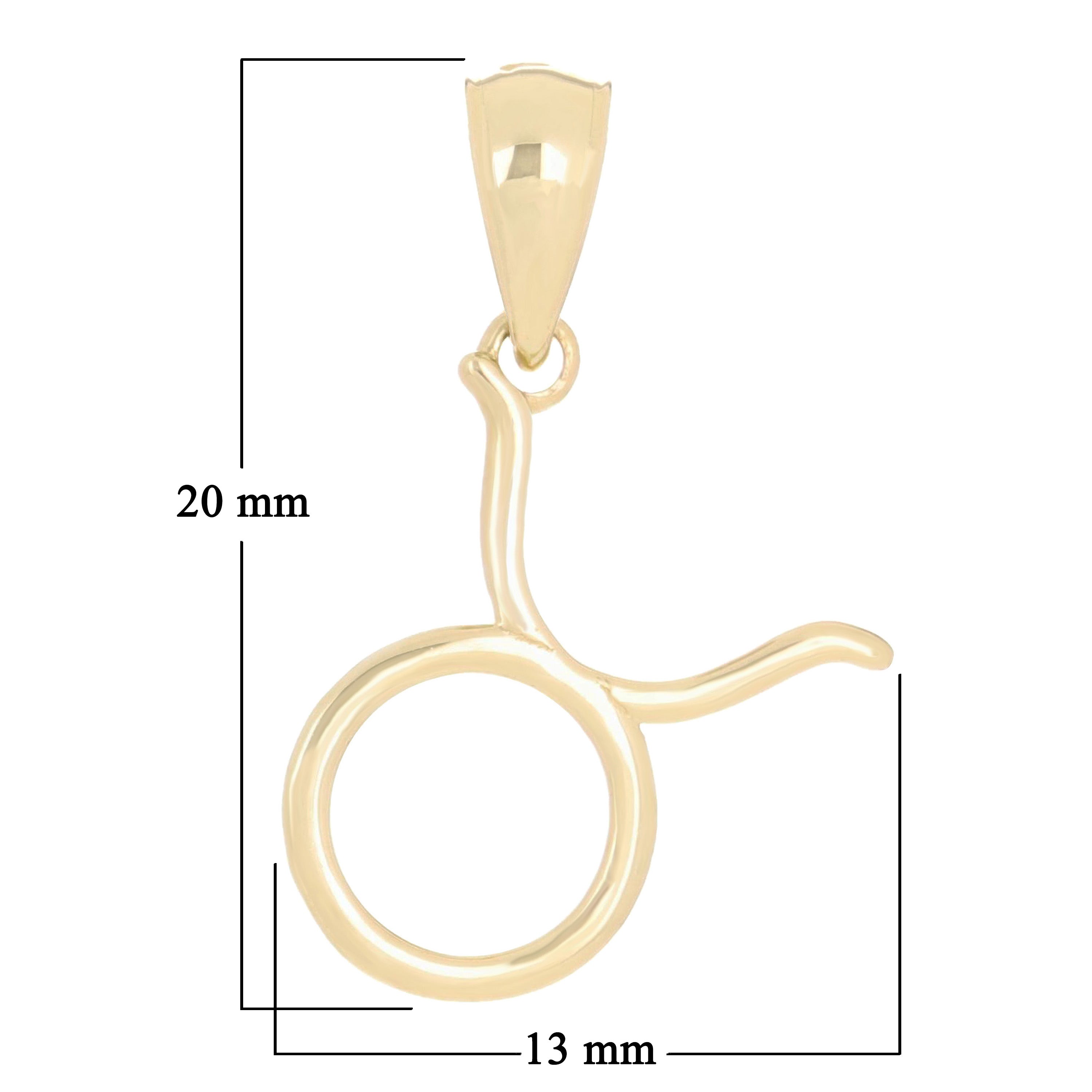 14k Yellow Gold Taurus Zodiac Sign Charm Pendant - Taurus,Yellow