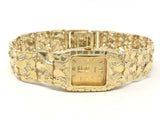 14k Yellow Gold Solid Nugget Bracelet Link Geneve Diamond Wrist Watch 7"-7.5" 45 grams