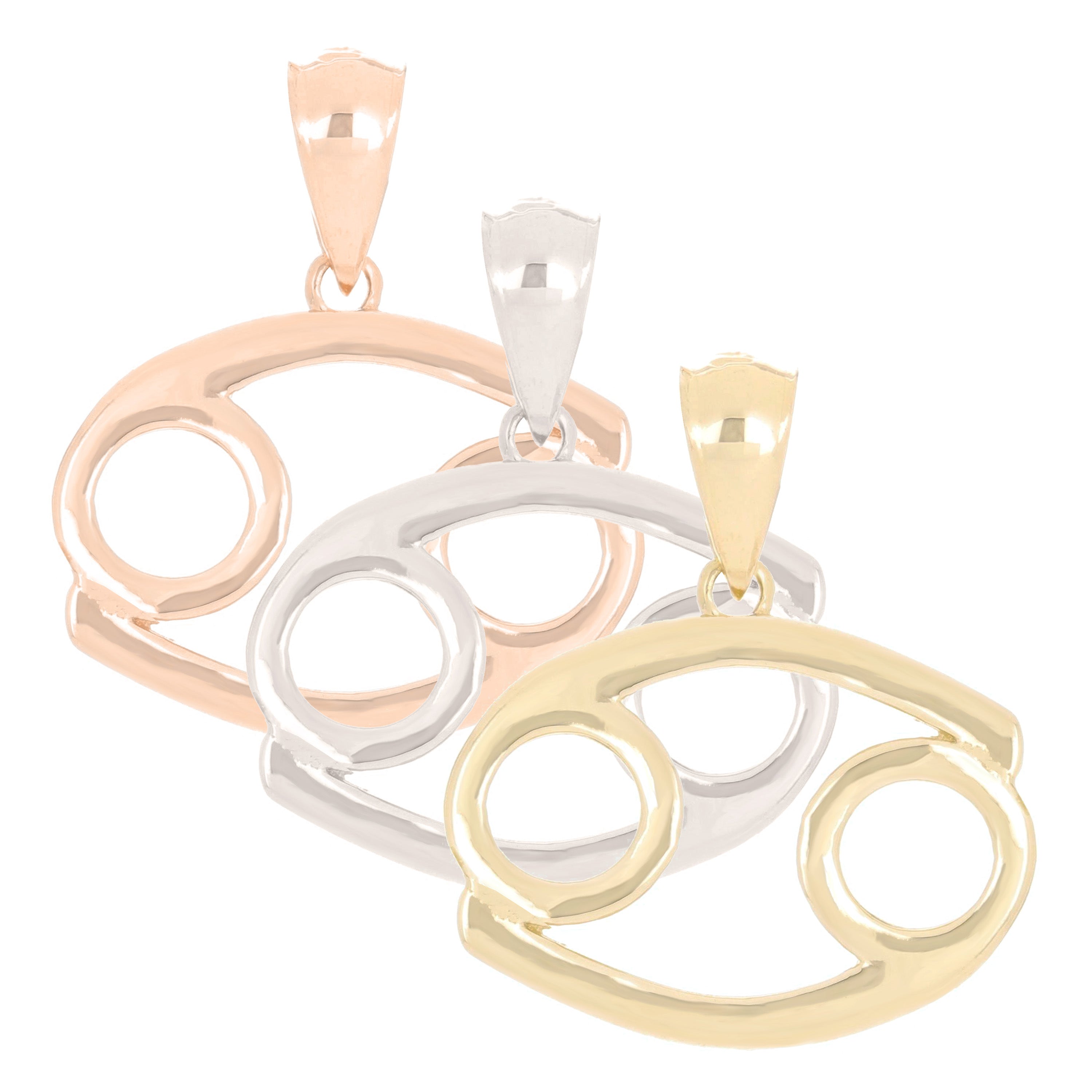 14k Rose Gold Cancer Zodiac Sign Charm Pendant - Cancer,Rose