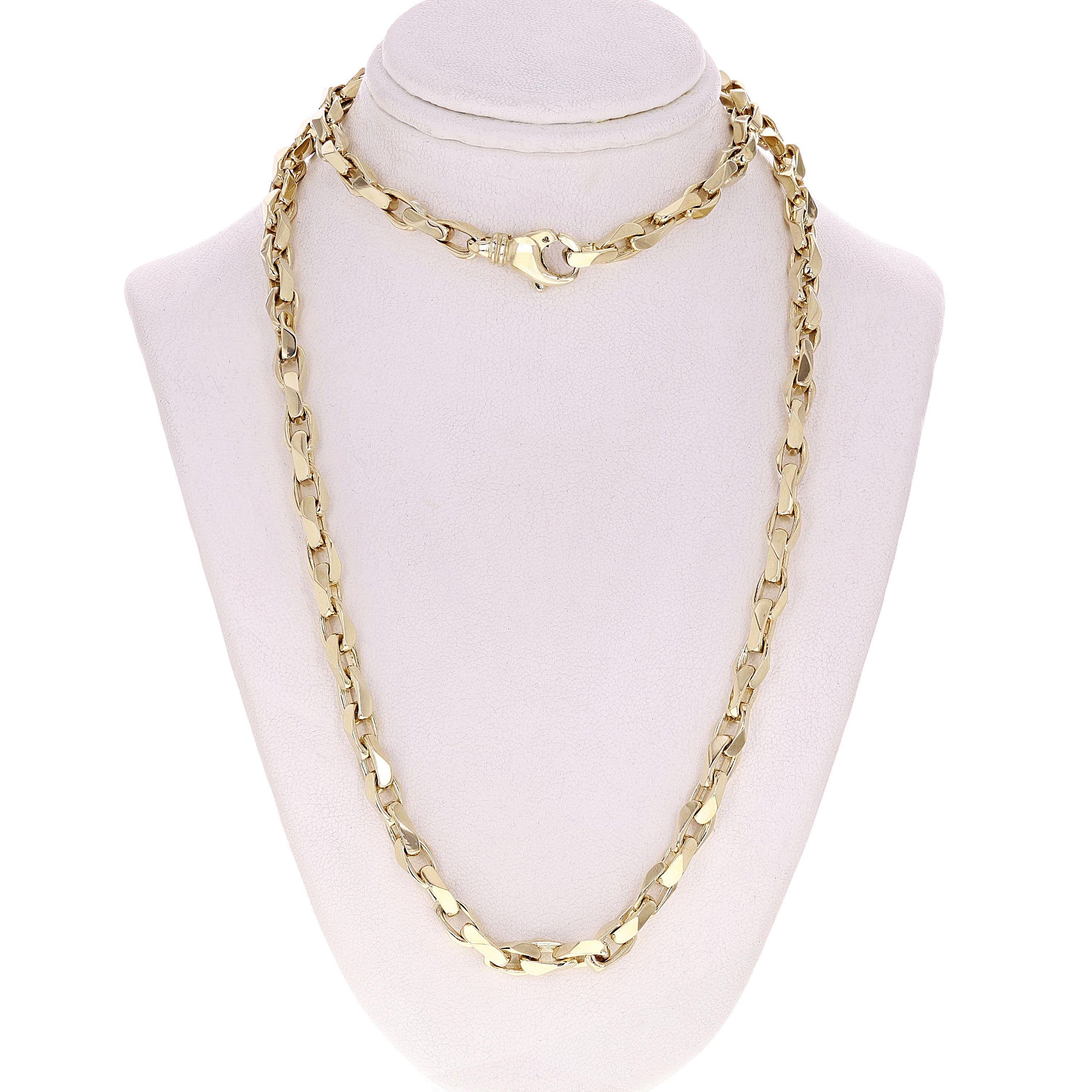 14k Yellow Gold Solid Handmade Beveled Anchor Chain Necklace 22" 5.4mm 42.7grams - Yellow,22"