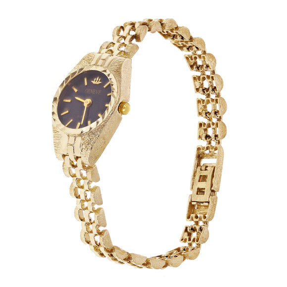 Women's 10k Yellow Gold Watch Link Geneve Wrist Watch 6.5
