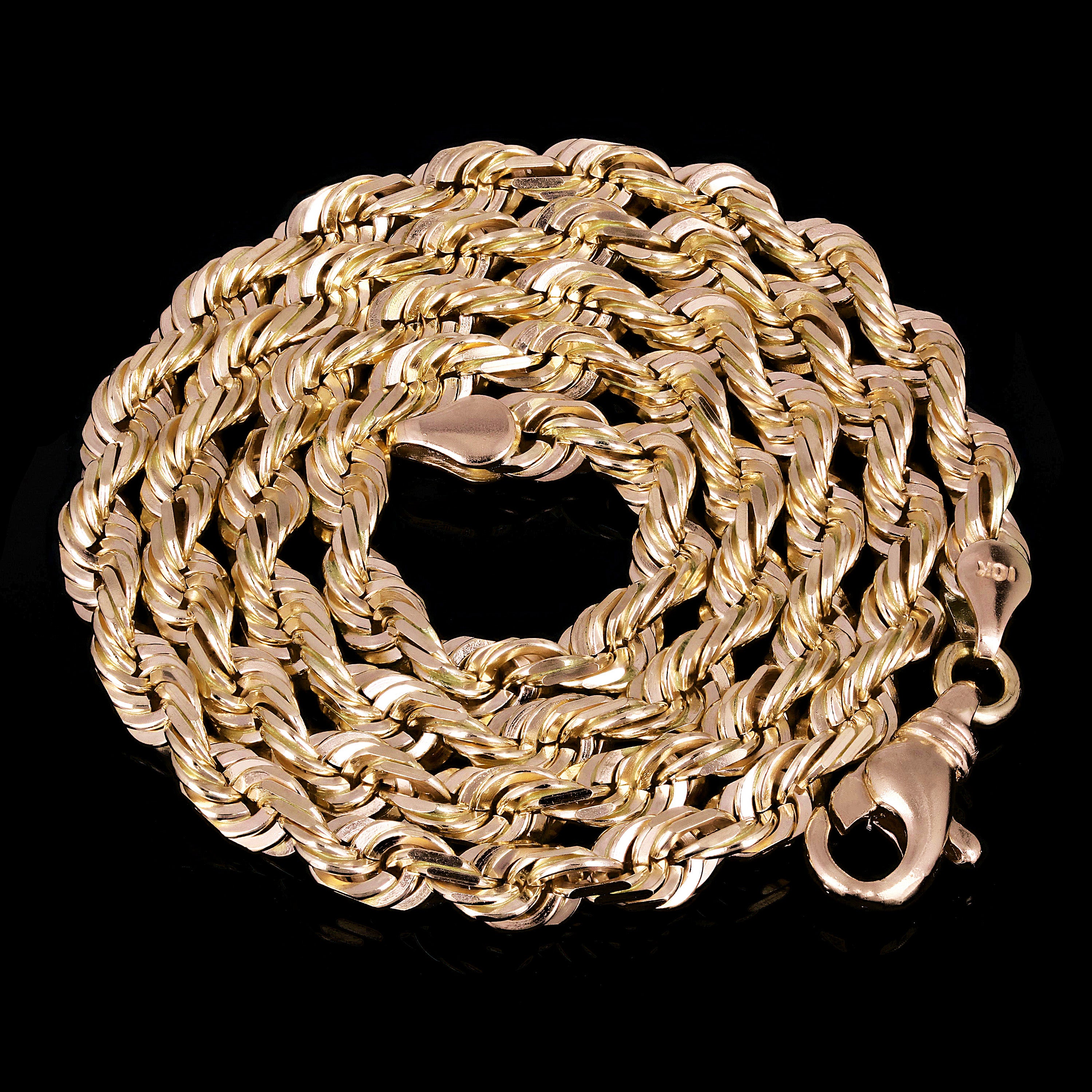 Men's Solid 10k Yellow Gold Diamond Cut Rope Chain Necklace 20" 6mm 47 grams - 20" 47 grams