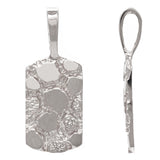 10k White Gold Rectangle Nugget Charm Pendant 24.8mm x 9.7mm 2 grams - White
