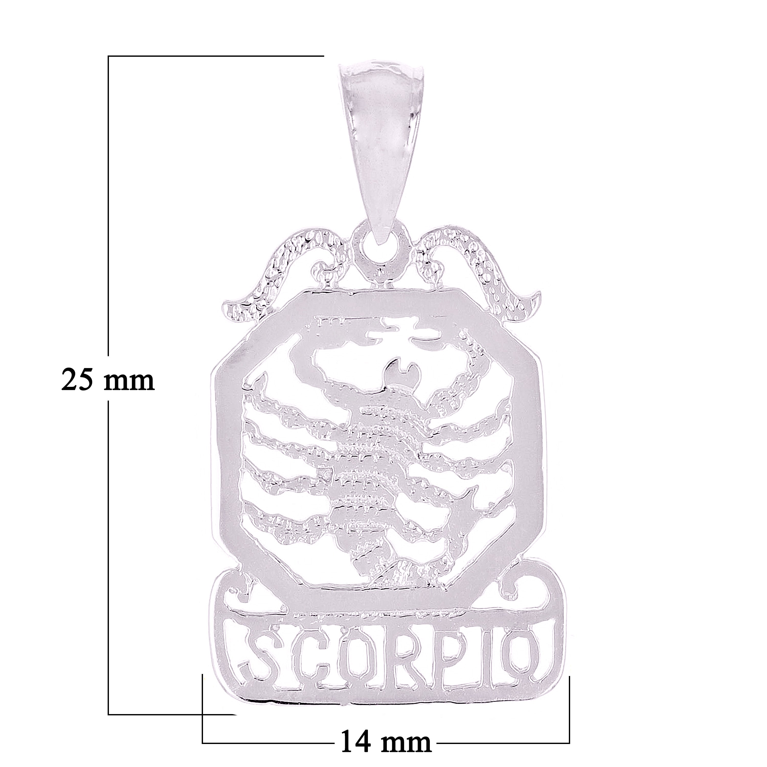 14k White Gold  Diamond Zodiac Sign Scorpio Pendant - Scorpio,White