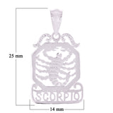 14k White Gold  Diamond Zodiac Sign Scorpio Pendant - Scorpio,White