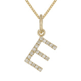 14k Yellow Gold Diamond Initial Letter E Charm Pendant Necklace 18" - Letter E,Yellow