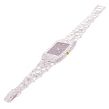 925 Sterling Silver Nugget Link Watch Bracelet Geneve with Diamond 7-7.5" 44g