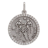 14k White Gold  Diamond Zodiac Sign Gemini Pendant - Gemini,White